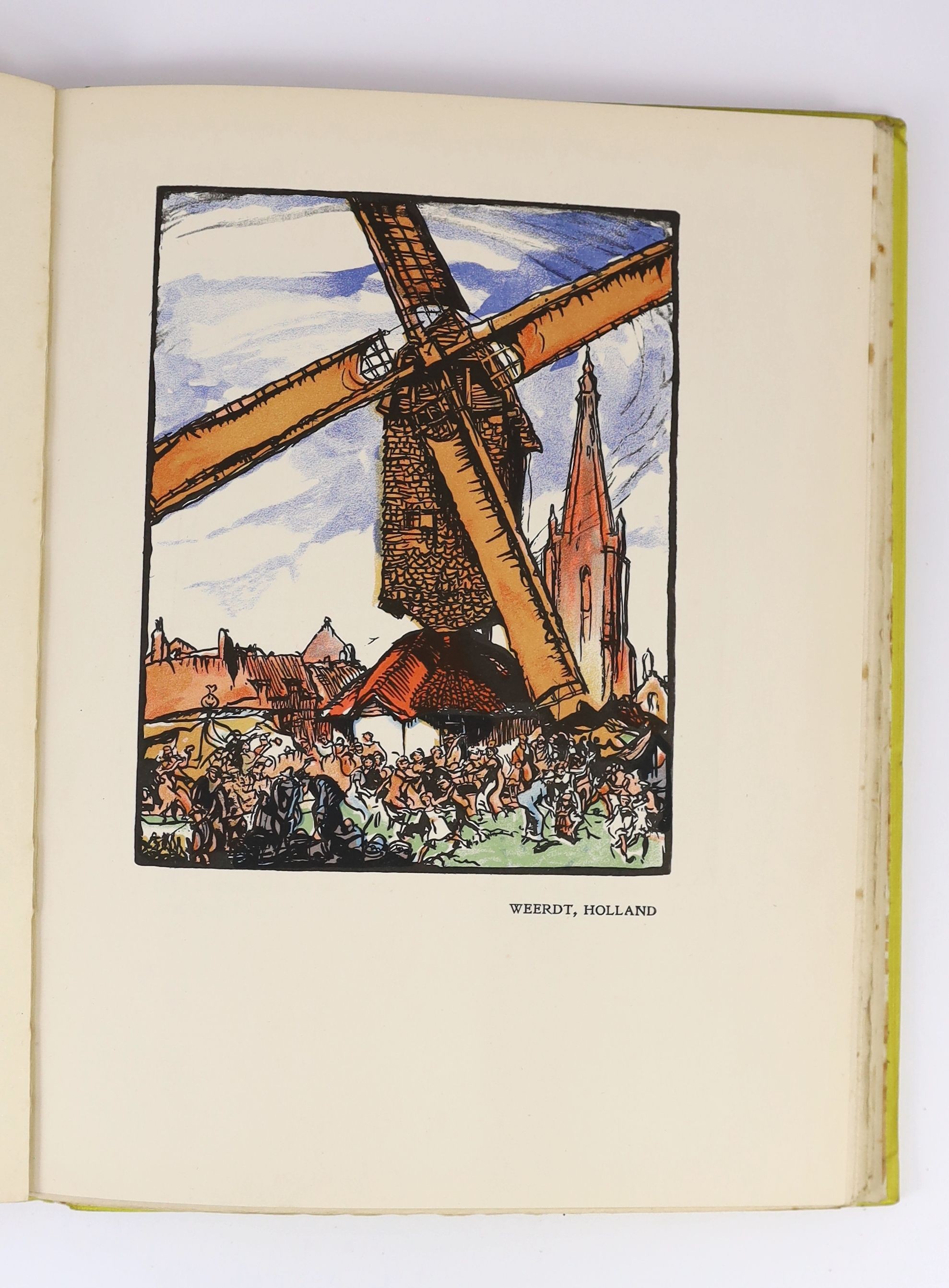 Brangwyn, Frank and Preston, Hayter - Windmills, 4to, yellow cloth, John Lane The Bodley Head, London, 1923 and Baye, Baron J. de - The Industrial Arts of the Anglo-Saxons, 4to, cloth gilt, Swan Sonnenschein, London, 189